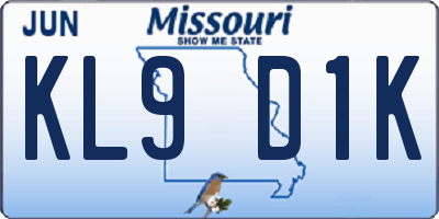 MO license plate KL9D1K
