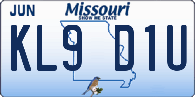MO license plate KL9D1U