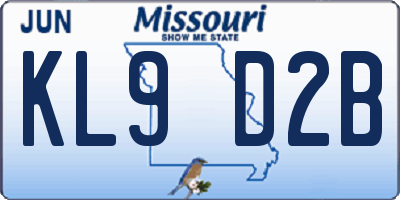 MO license plate KL9D2B