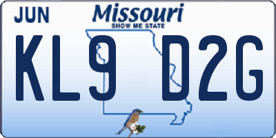 MO license plate KL9D2G