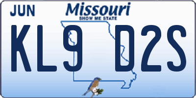 MO license plate KL9D2S