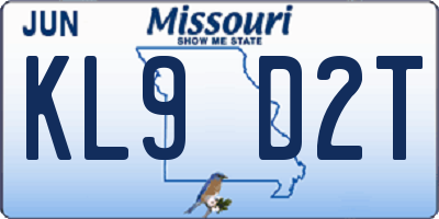 MO license plate KL9D2T