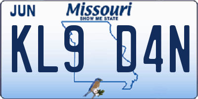 MO license plate KL9D4N