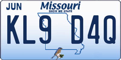 MO license plate KL9D4Q
