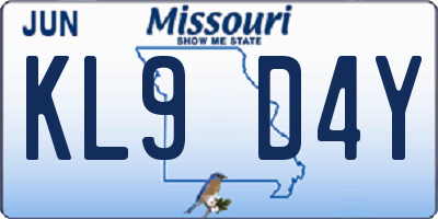 MO license plate KL9D4Y