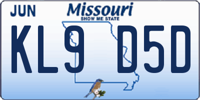 MO license plate KL9D5D