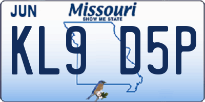 MO license plate KL9D5P