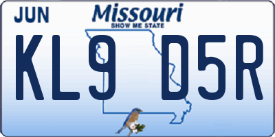 MO license plate KL9D5R