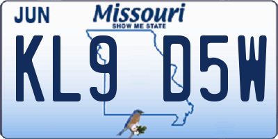 MO license plate KL9D5W