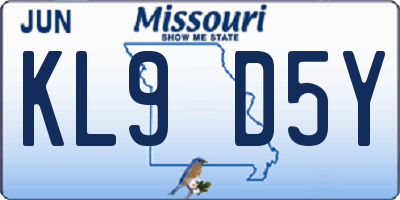 MO license plate KL9D5Y