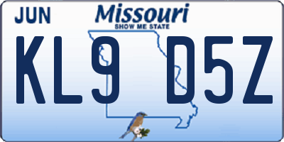 MO license plate KL9D5Z