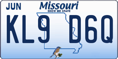 MO license plate KL9D6Q