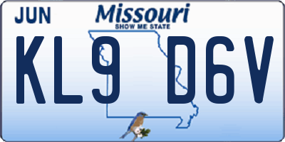 MO license plate KL9D6V