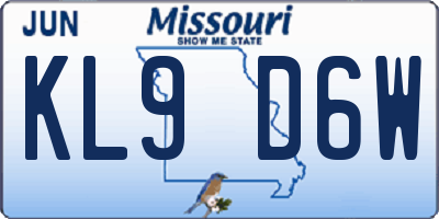 MO license plate KL9D6W