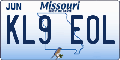 MO license plate KL9E0L