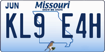 MO license plate KL9E4H