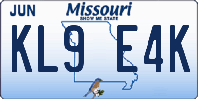 MO license plate KL9E4K
