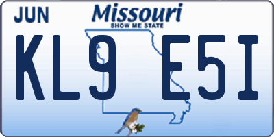 MO license plate KL9E5I