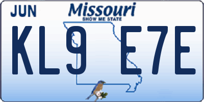 MO license plate KL9E7E