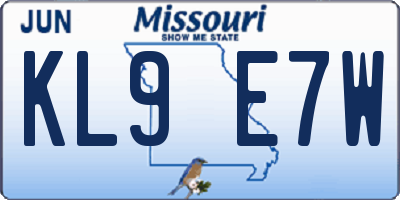 MO license plate KL9E7W