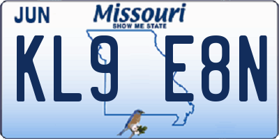 MO license plate KL9E8N