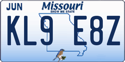 MO license plate KL9E8Z