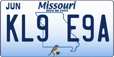 MO license plate KL9E9A