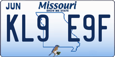 MO license plate KL9E9F