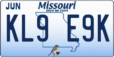 MO license plate KL9E9K