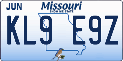 MO license plate KL9E9Z