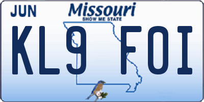 MO license plate KL9F0I