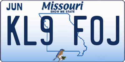 MO license plate KL9F0J
