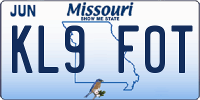 MO license plate KL9F0T