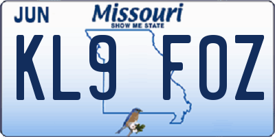 MO license plate KL9F0Z