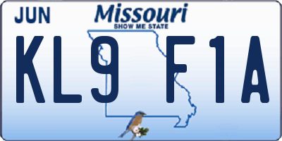 MO license plate KL9F1A