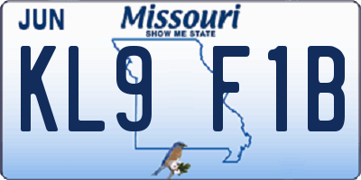 MO license plate KL9F1B