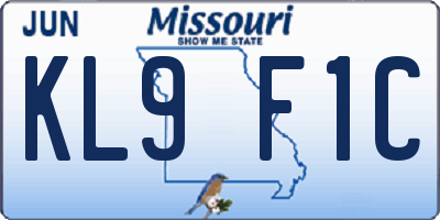 MO license plate KL9F1C