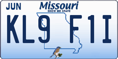MO license plate KL9F1I