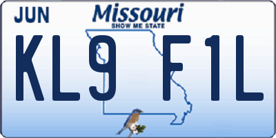 MO license plate KL9F1L
