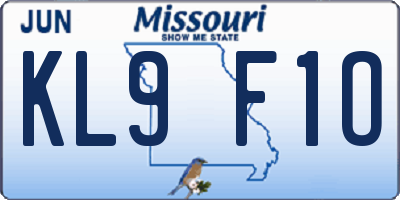 MO license plate KL9F1O