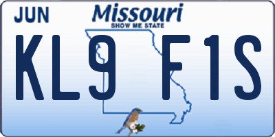 MO license plate KL9F1S
