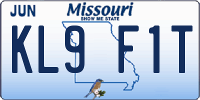 MO license plate KL9F1T