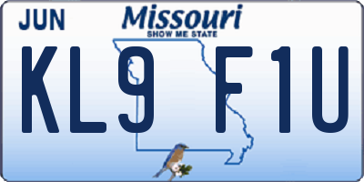 MO license plate KL9F1U