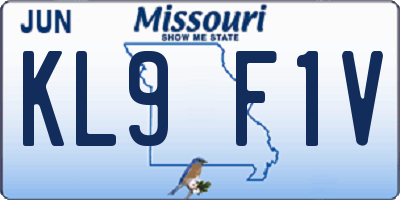 MO license plate KL9F1V