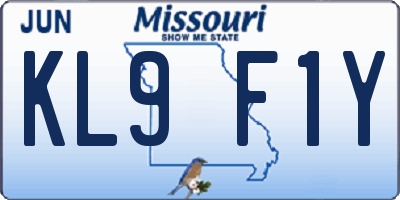 MO license plate KL9F1Y