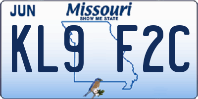 MO license plate KL9F2C