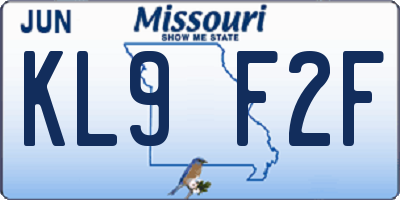 MO license plate KL9F2F