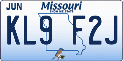 MO license plate KL9F2J