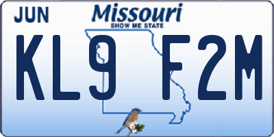 MO license plate KL9F2M