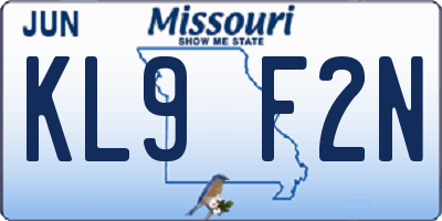 MO license plate KL9F2N